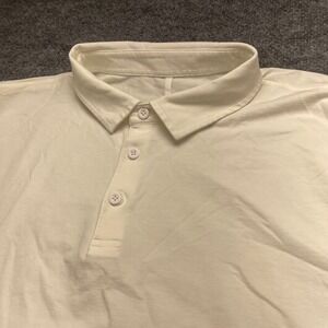 Lululemon Mens Evolution Short Sleeve Polo Shirt White Pique Size XL